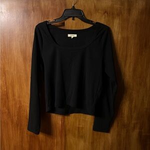 Madewell Black Rib Square-Neck Long-Sleeve Crop Tee in Sleekhold | Women’s XXL